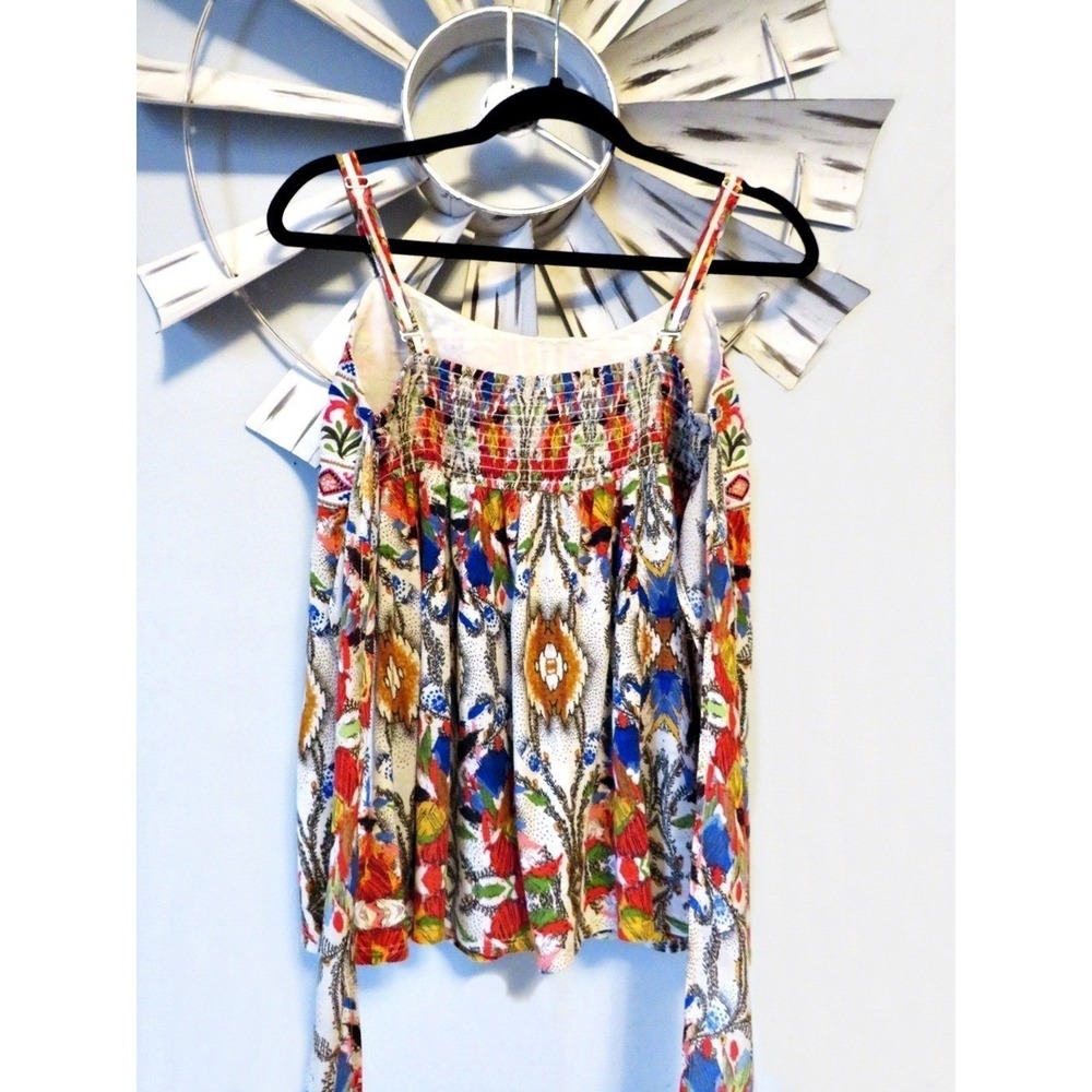 One September Embroidered Boho Tank Top Floral Sequin Rayon Medium - Picture 7 of 12